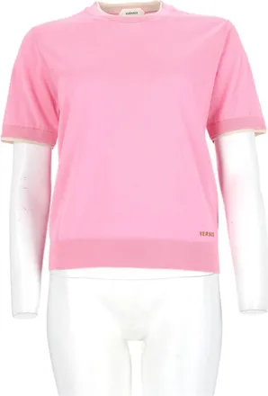 Versace Pink Embroidered-Logo Wool Sweater