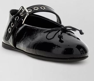 Miu Miu ballet flats buckle detail bow patent