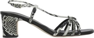 Julie Dee Sandalen met slangenprint en hak - Dames - Sandalen met hakken - Veelkleurig - 39 EU - Leer - Schoenen
