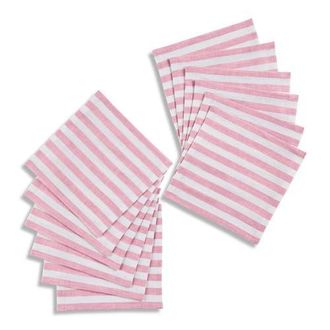 Solino Home Linen Cocktail Napkins - Amalfi Stripe, 6 x 6 in Cherry Blossom And White at Nordstrom, Size Small