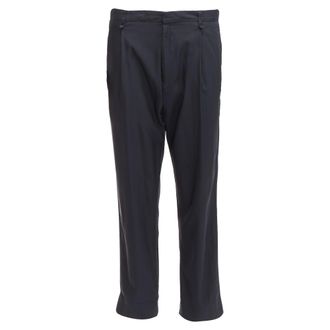 Lanvin navy viscose blend front pleats classy tapered dress pants IT46 S