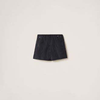 Miu Miu Technical Silk Bermudas, Woman, Navy, Size 36