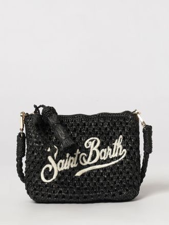 MC2 Saint Barth Pochette in rafia crochet con logo ricamato