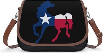 Generic Horse with Texas Flag Small Womens Crossbody Bags Shoulder Handbag with Adjustable Strap for Travel