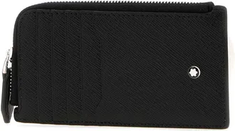 Montblanc Mens Black Leather Card Holder Portafogli Wallet