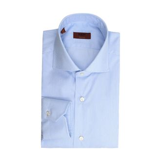 Barba Shirts - Heren - Zakelijke Overhemden - Blauw - M - Katoen - Overhemden