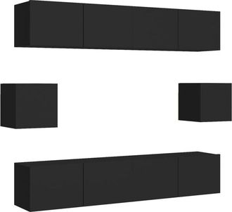 vidaXL Vidaxl - Set de muebles de salón tv 6 piezas madera ingeniería negro