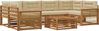 vidaXL Conjunto De Sof&aacute;s De Exterior 7 Uds. Natural Y Beige Vidaxl