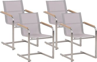 Beliani Beliani - Conjunto De 4 Sillas De Jard&iacute;n De Acero Inoxidable Asiento Sint&eacute;tico Beige Cantilever Exterior Cosoleto