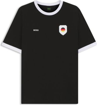 BOSS Stretch-cotton T-shirt with country flag and logo