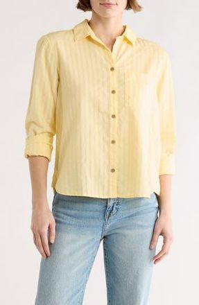 Beach Lunch Lounge Candace Stripe Cotton Button-Up Shirt in Pale Banana at Nordstrom Rack, Size X-Small
