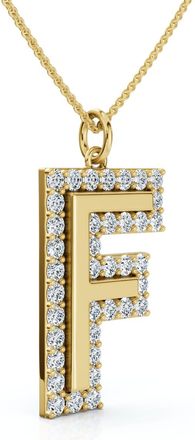 Pompeii3 F Initial Diamond Pendant 1 1/3Ct TW 1 Tall 14k Gold Womens Necklace Lab Grown