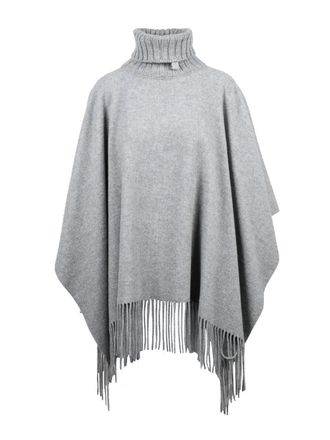 Fabiana Filippi Grey Virgin Wool-Blend Enveloping Poncho