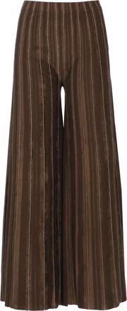 D.exterior Brown Lurex Stripes Viscose Wide-Leg Pants