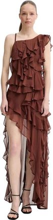 Alohas Isabelle Jurk - Dames - Feestkleedjes - Bruin - XS - Polyester - Kleedjes