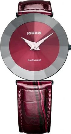 Jowissa Zwitsers Quartz Horloge - Dames - Horloges - Rood - ONE Size - Leer - Accessoires