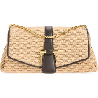 Ferragamo Mia Raffia Crossbody Bag in Naturale Testa Di Moro at Nordstrom
