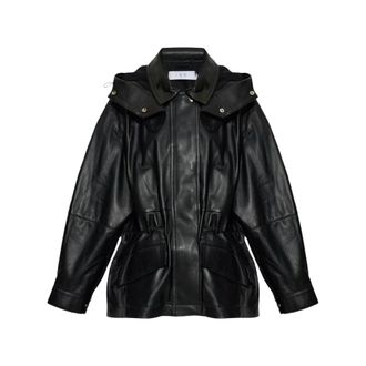 Iro Parka in pelle Groove - - Jackets - Donna - Nero - 2XS