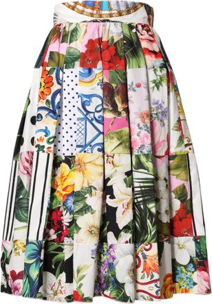 Dolce & Gabbana Womens Multicolor Patchwork High Waist Midi Skirt