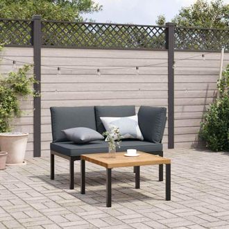 vidaXL Set Divani da Giardino 2 pz con Cuscini in Alluminio Nero - Vidaxl