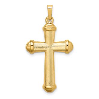 Diamond2Deal 14k Yellow Gold Hollow Polished Cross