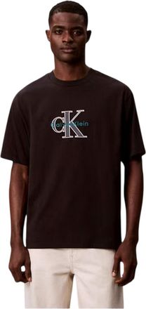 Calvin Klein Heren Tekst Logo T-shirt (Zwart)