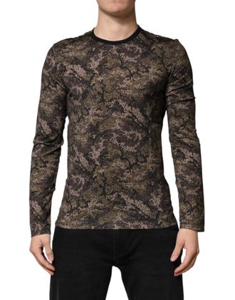 Dolce & Gabbana Mens Multicolor Camouflage Long Sleeves T-Shirt