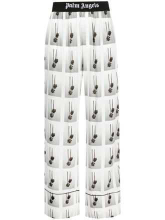 Palm Angels Mirage graphic-print trousers - women - Viscose/Polyamide/Cotton/Elastane/Polyester - 36 - White