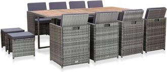vidaXL Set Comedor Jard&iacute;n 13 Pzas Rat&aacute;n Sint&eacute;tico Y Madera Acacia Gris Vidaxl