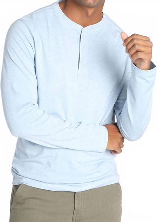 Jachs NY Cotton Modal Blend Long Sleeve Henley Shirt In Light Blue