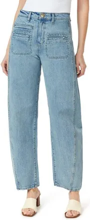 Habitual Evie High Front Patch Ankle Barrel Leg Jeans in Aire at Nordstrom, Size 29