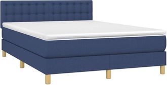 vidaXL Cama Box Spring Con Colch&oacute;n Tela Azul 140x200 Cm Vidaxl