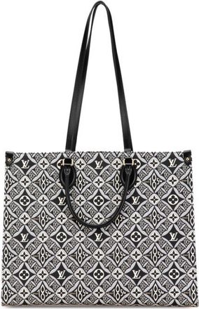 Louis Vuitton Black Blue White Canvas Leather Handbag Tote Bag (Pre-Owned)