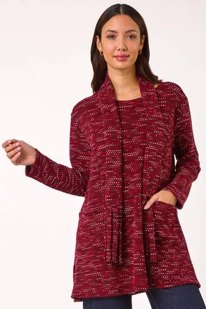 Roman Scarf Longline Stretch Tunic Top