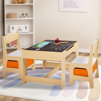 IDMarket Mesa De Dibujo Reversible + 2 Sillas Gabriel Con Compartimentos Portaobjetos