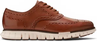 Cole Haan Mens ZeroGrand Wingtip Oxford Trainer Brown Leather Sneakers - C39602
