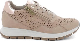 Igi & Co Schoenen, Dames, Beige, 40 EU, Leer, Perforated Leather Sneaker