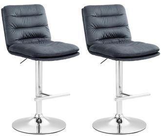 Clp Clp - Set De 2 Taburetes De Bar Damar En Terciopelo Gris Oscuro Cromado