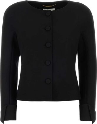 Chlo&eacute; Collarless Fitted Jacket - female - Chlo&eacute; - Blazers - Black - XS - Jackets