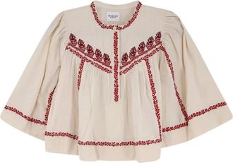 Isabel Marant Blouses, female, Multicolor, Size: M Embroidered Crew Neck Blouse