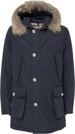 Woolrich Dark Blue Solid Hood Jackets
