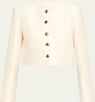 Brandon Maxwell The Ryder Crewneck Single-Breasted Jacket