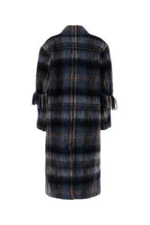 Loewe Womens Embroidered Mohair Blend Coat Blue-Multicolor Cappotti Blue/multicolor