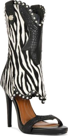 Azalea Wang Tahlie Genuine Calf Hair Sandal in Zebra at Nordstrom, Size 6.5