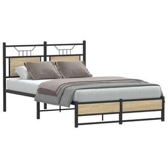 Berkfield Home Bed Frame without Mattress Sonoma Oak 120x200 cm Engineered Wood in Brown | Size: Small Double