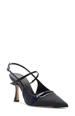 Alexandre Birman Tita Moir&eacute; Pointed Toe Slingback Pump in Marino Oscuro/dark Blue at Nordstrom, Size 11.5