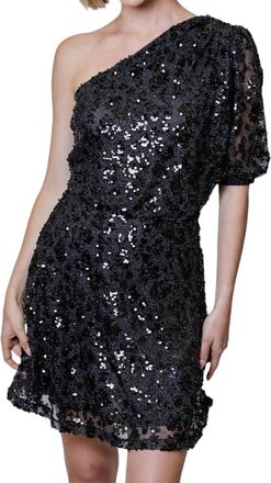 Design History Sequin One Sleeve Dress In Black
