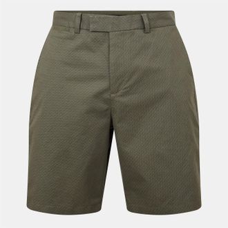 Ted Baker Mens Geometric Patterned Bermuda Shorts in Khaki Cotton - Size Medium