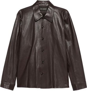 Our Legacy leather shirt jacket - men - Lamb Skin - 50 - Brown
