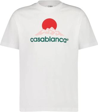 Casablanca Montagne T-shirt met print - Heren - T-shirts - Wit - M - Katoen - Tops